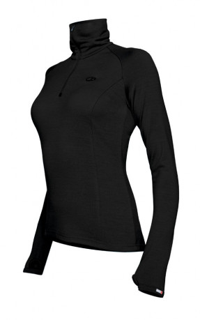 Термокофта жен. Icebreaker 260 Tech Top Long Sleeve Half Zip Women Black M