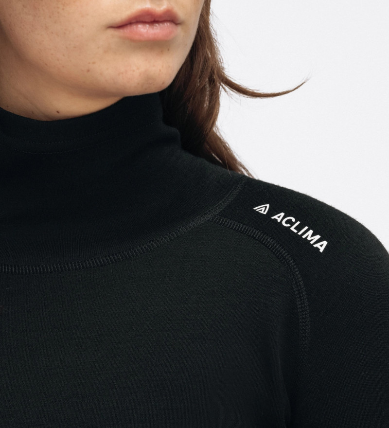 Термокофта жен. Aclima WarmWool 200 Roll Neck W's Jet Black XS